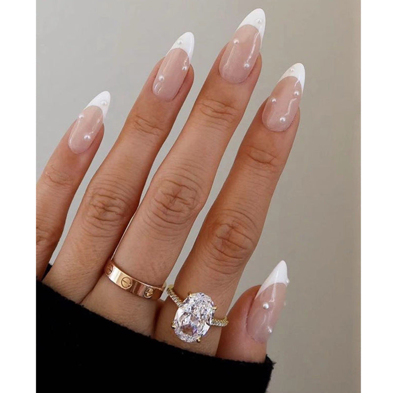 Elegante Französische Spitze Stiletto Aufklebenägel Brehn