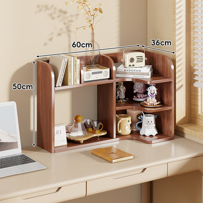 Multifunktionale Desktop-Regalorganisator mit erhöhtem Rücken und offenen Fächern
