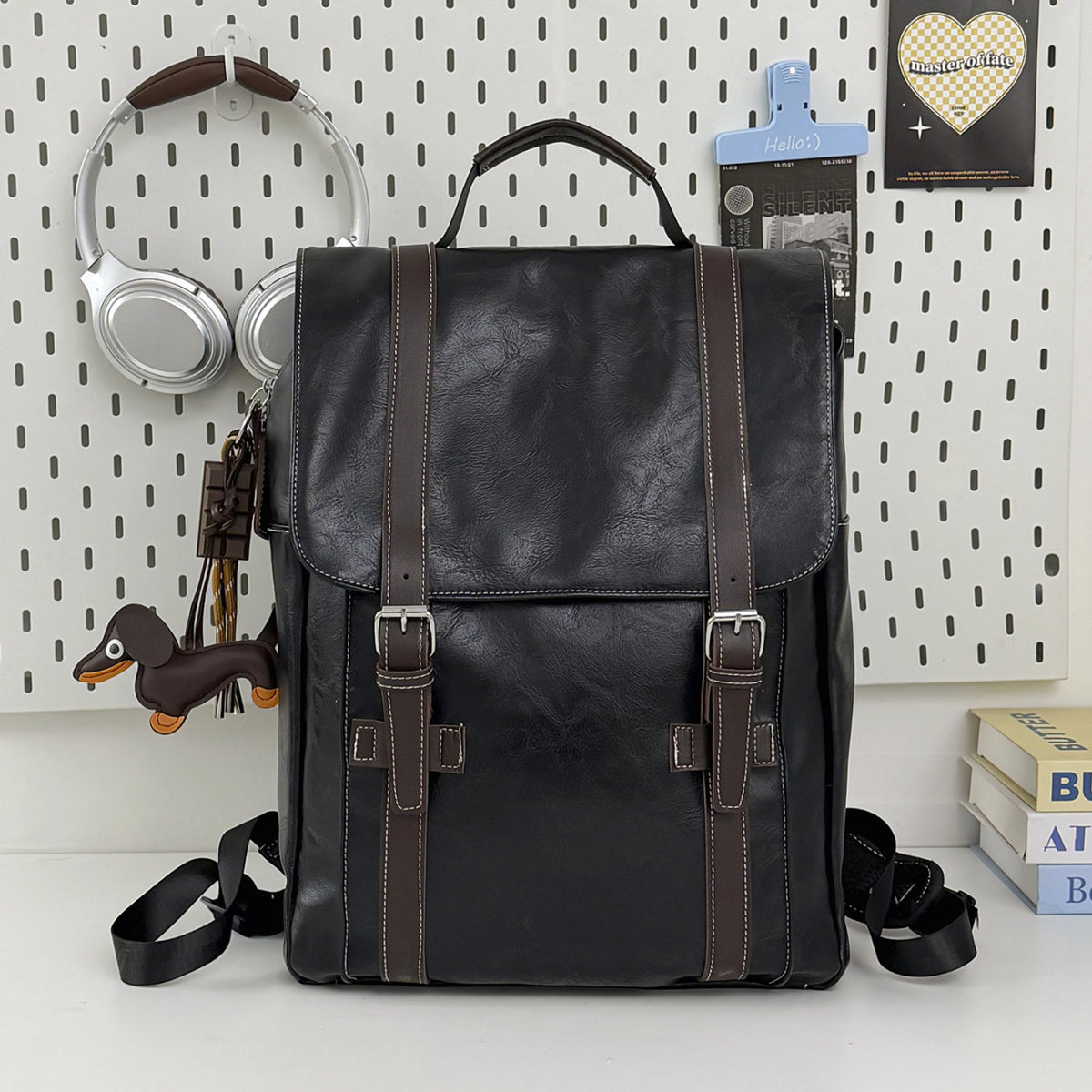 Stylischer Leder Laptop Rucksack