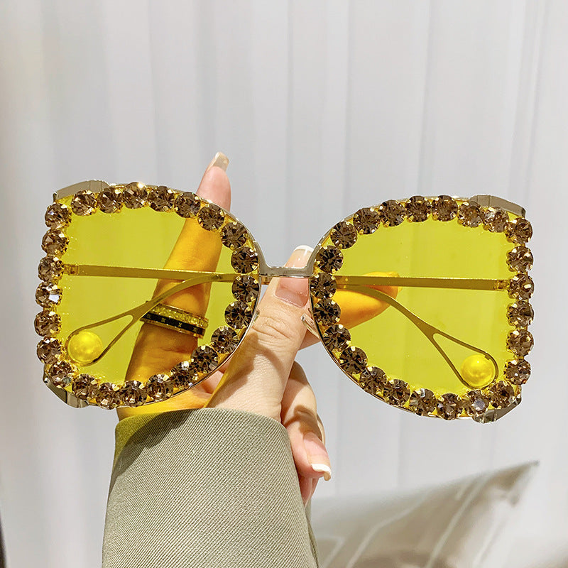 Damen extravagante Katzenaugen-Sonnenbrille mit funkelndem Strassrahmen Brehn