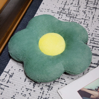 Gepolstertes Sitzkissen in Blumenform mit Kunstleder‑Mittelstück und flauschiger Randpolsterung
