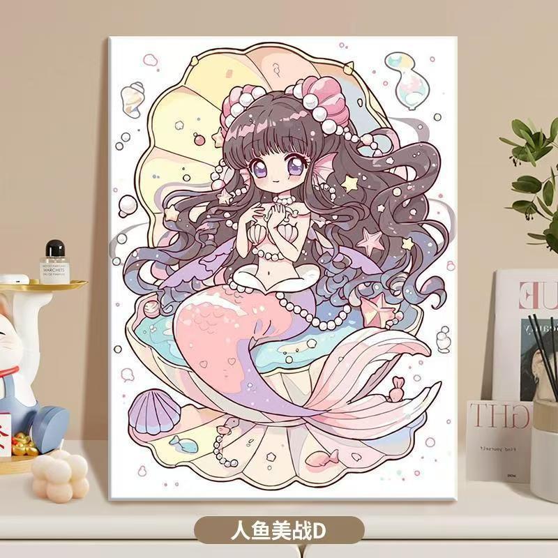 Anime-inspirierte Meerjungfrau Illustrationsleinwandkunst Brehn