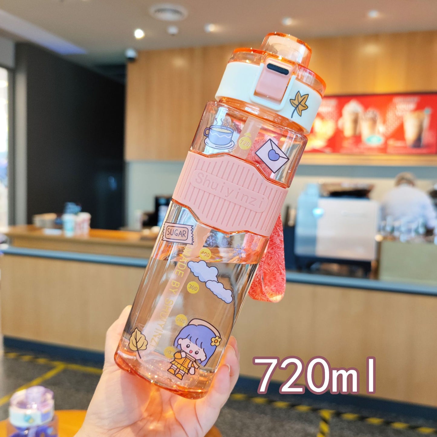 Damen kreative Trinkflasche mit innovativem Sichtfenster und Motivationsmarkierungen Brehn