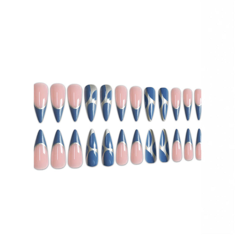 Stiletto Press-On Nagelkunstverlängerungen mit geometrischem Design Brehn