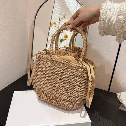 Handgefertigte Strohhandtasche Brehn
