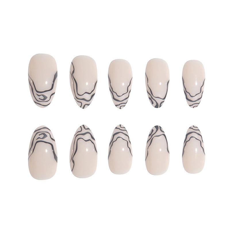 Elegantes Stiletto Press-On Nagelset mit Marmor-Details Brehn