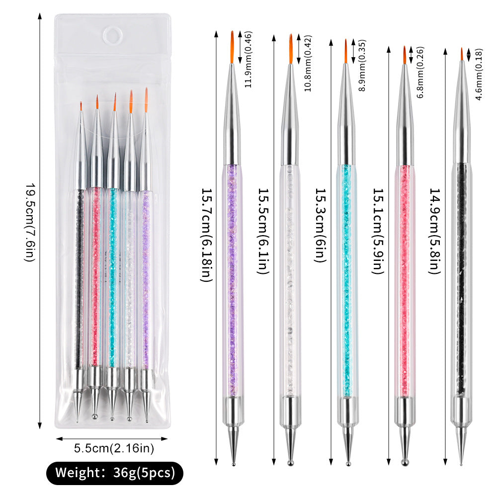 Crystal-handled Nail Art Detail Pinsel Set Brehn