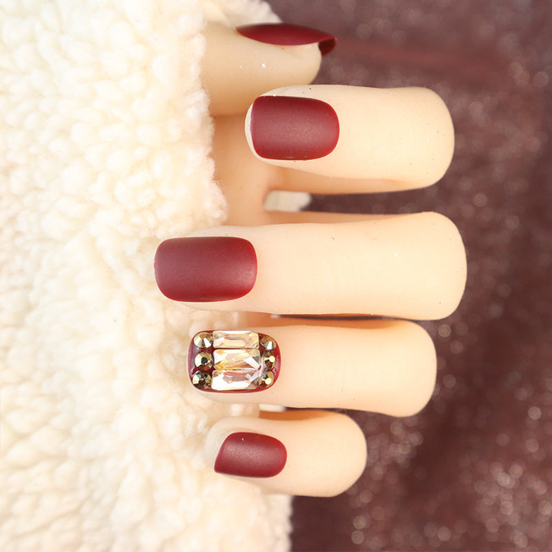 Premium Matte Press-On Nagelset mit Kristallakzenten Brehn
