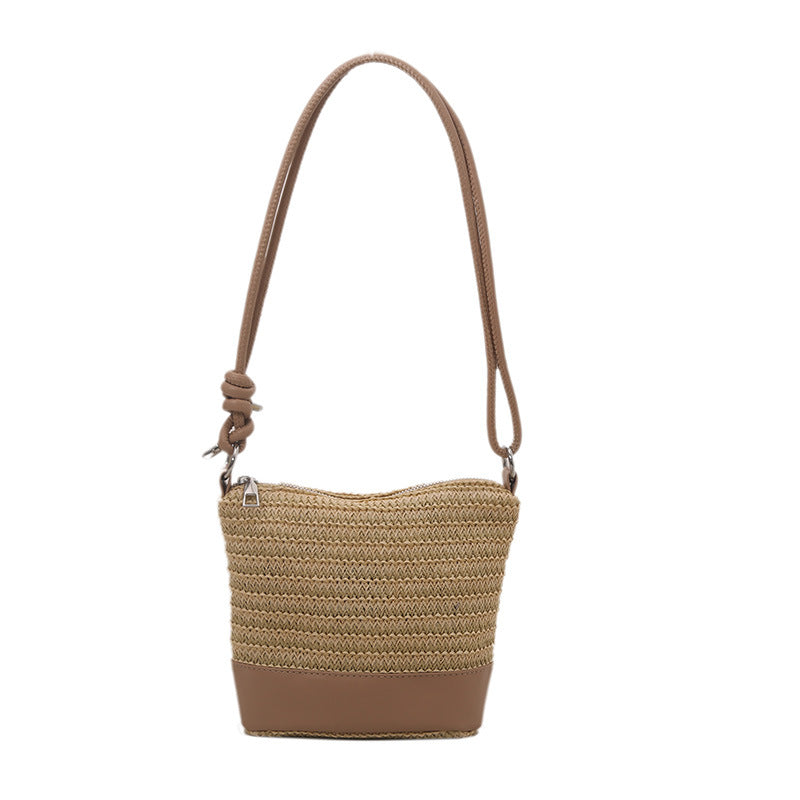 Woven Straw und Leder Umhängetasche Brehn