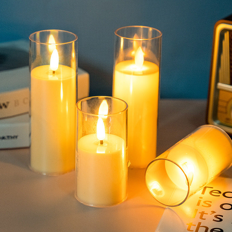 LED flammenlose Säulenkerzen-Set mit klaren Glaszylinder-Votivkerzen Brehn