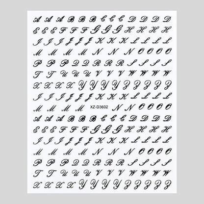 Dekorative Alphabet Nagelkunst Aufkleber