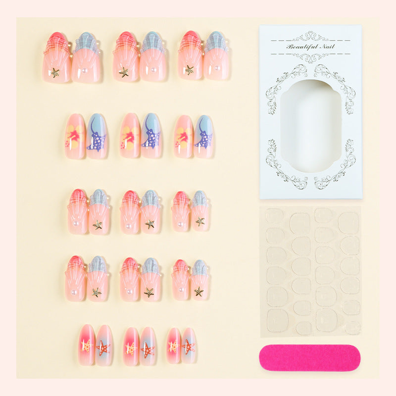Kreatives Shell Design Press-On Nagelset Brehn