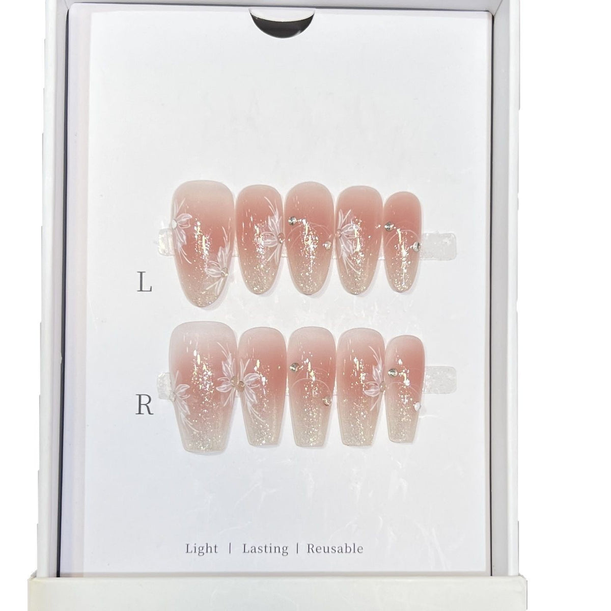 Elegantes blumeninspiriertes Press-On-Nagelset Brehn