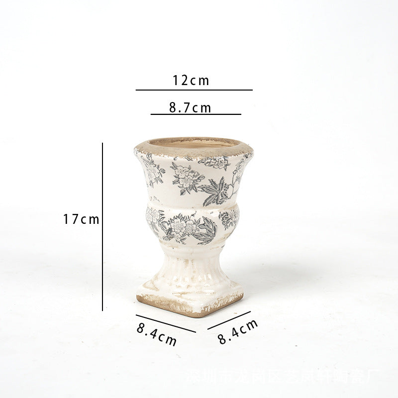 Florale Keramik Pflanzgefäß Brehn
