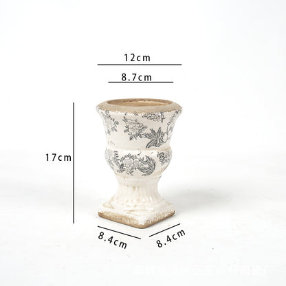 Florale Keramik Pflanzgefäß Brehn