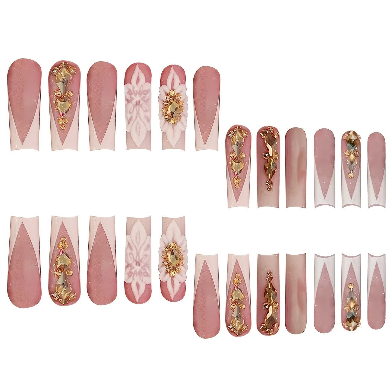 Luxuriöse 3D Kristall-verzierte Nagelverlängerungen Brehn