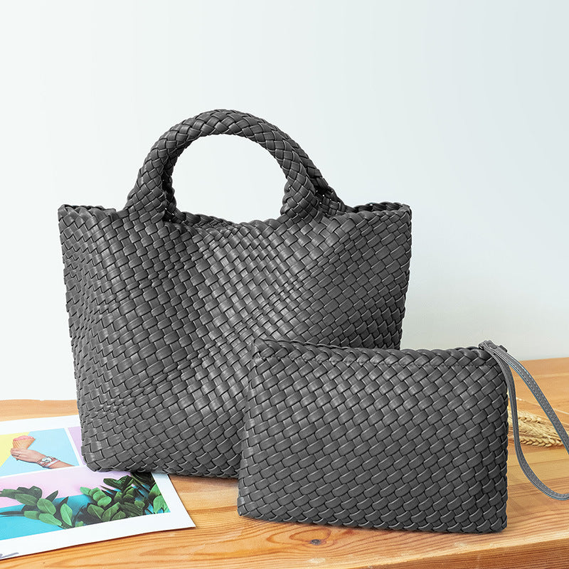 Elegante Geflochtene Handtasche mit Abnehmbarer Clutch Brehn
