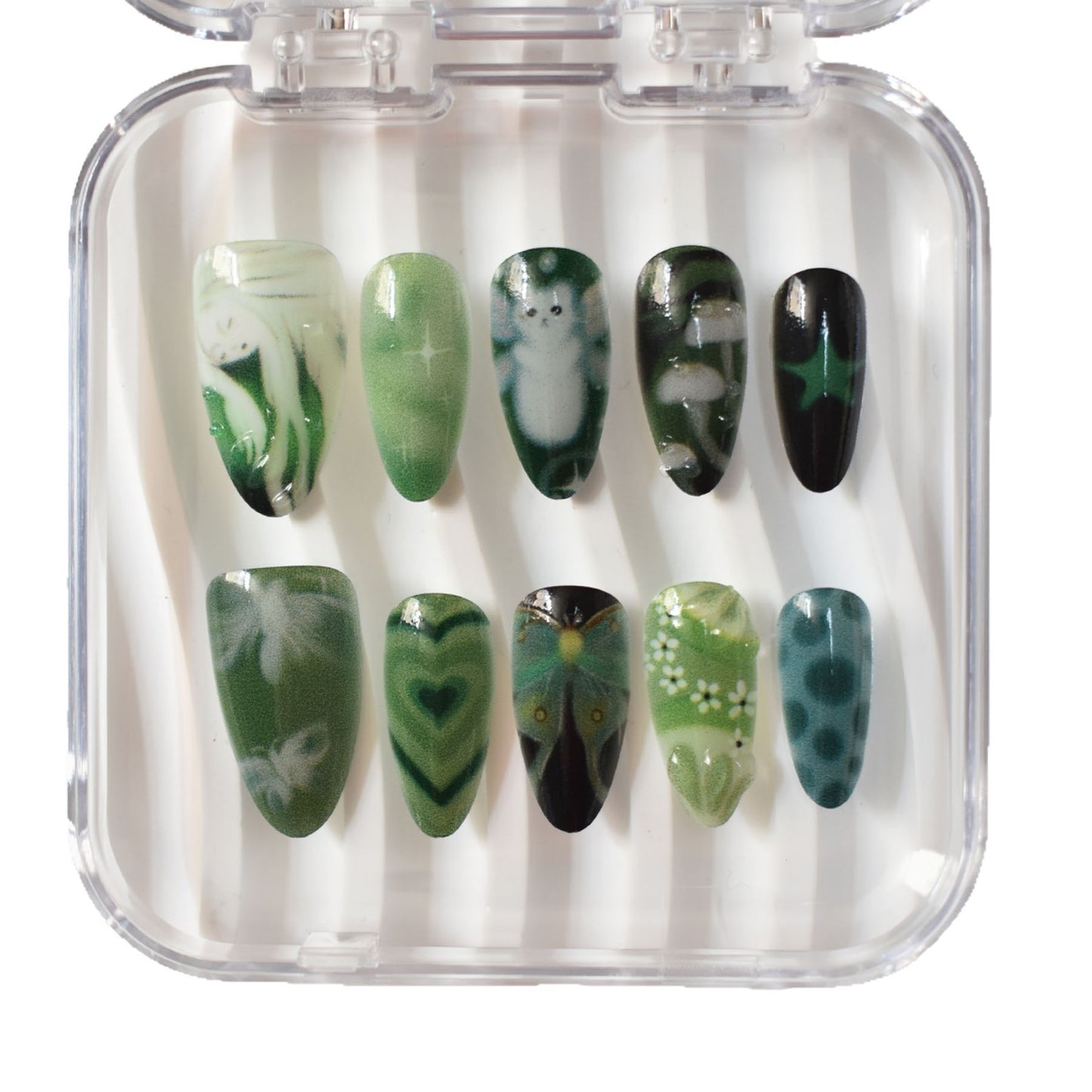 Künstlerische 3D vom Meer inspirierte Press-On Nagelkunst Brehn