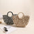 Damen Trendige Bast-Handtasche mit rundem Griff Brehn