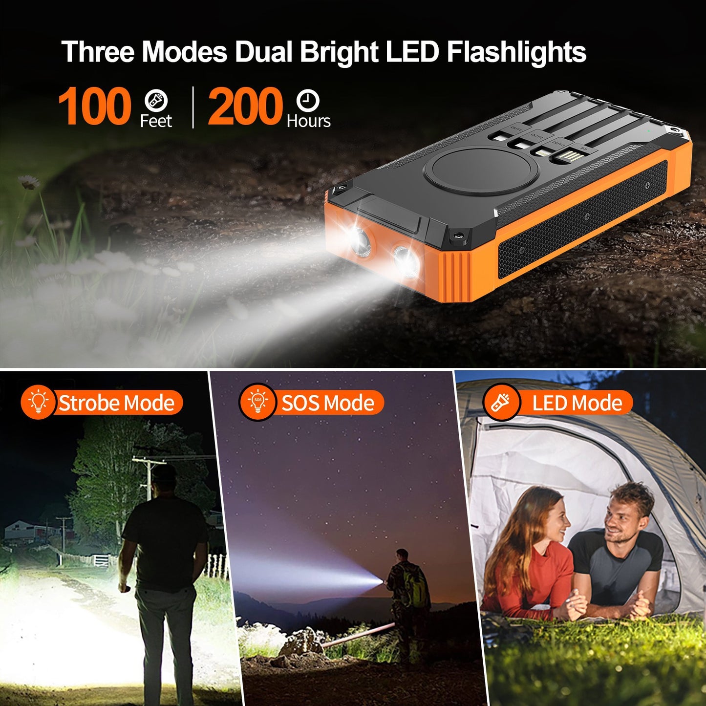 Hochleistungs-Solar-Powerbank mit Doppeltem LED-Licht und Schnellladefunktion Brehn