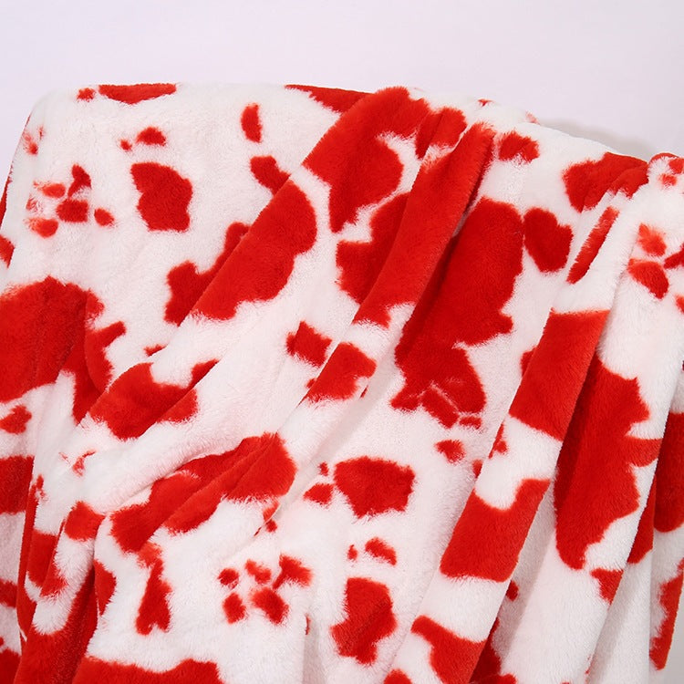 Ultra-weiches Kuhmuster-Fleece-Wurfdecke