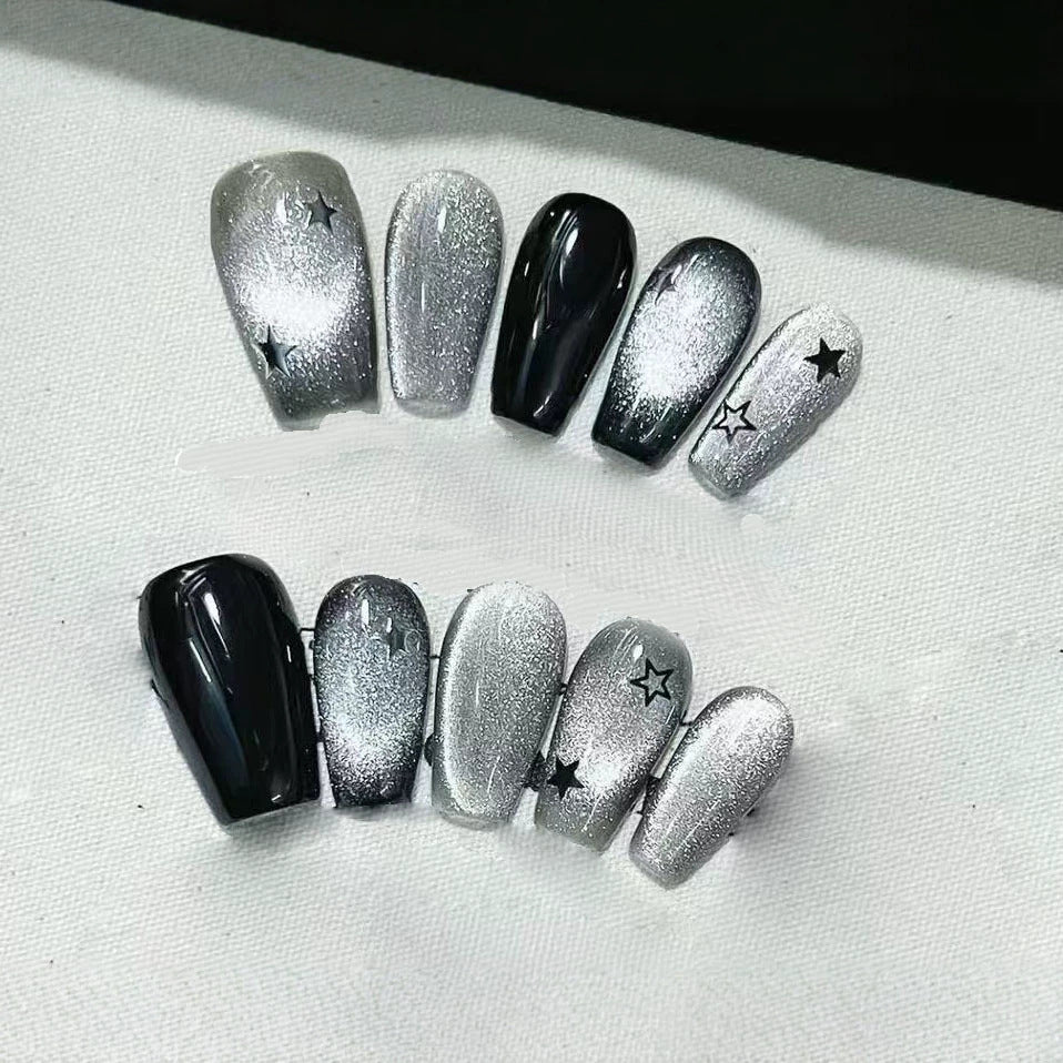 Glitzerndes Sternmuster Press-On Nagelkunstset Brehn