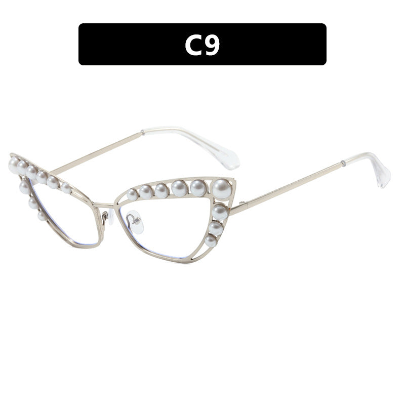 Damen Cat-Eye Sonnenbrille mit exklusivem Perlenspitzen-Rahmen Brehn