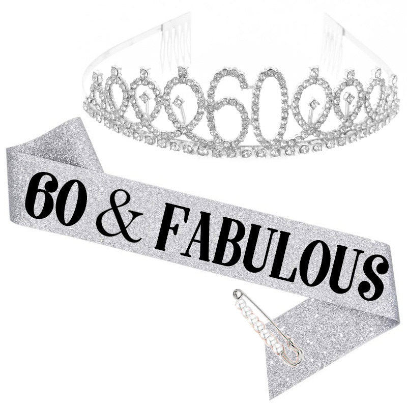 Damen Kristallgeburststags-Tiara und Schärpe-Set Brehn