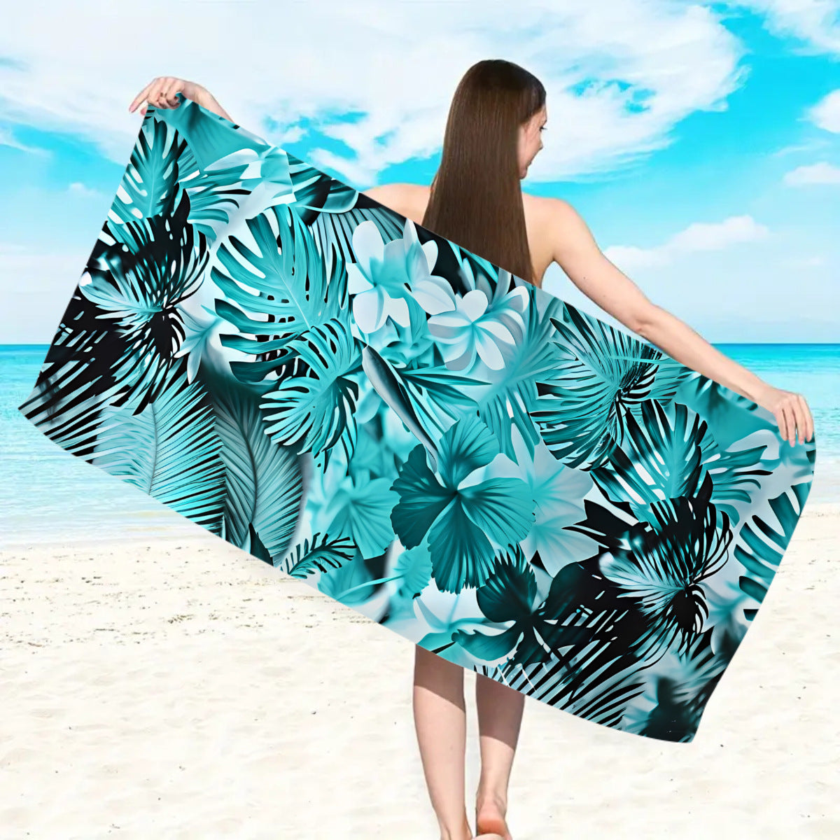 Strandtuch mit floraler Aquarellgestaltung Brehn