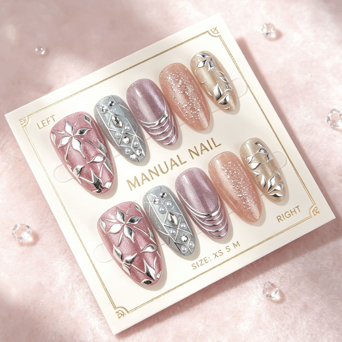 Künstlerisches verziertes Press-On-Nagelset