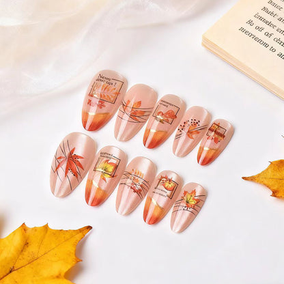 Herbst-Themen Dekorative Press-On Nail Art Brehn