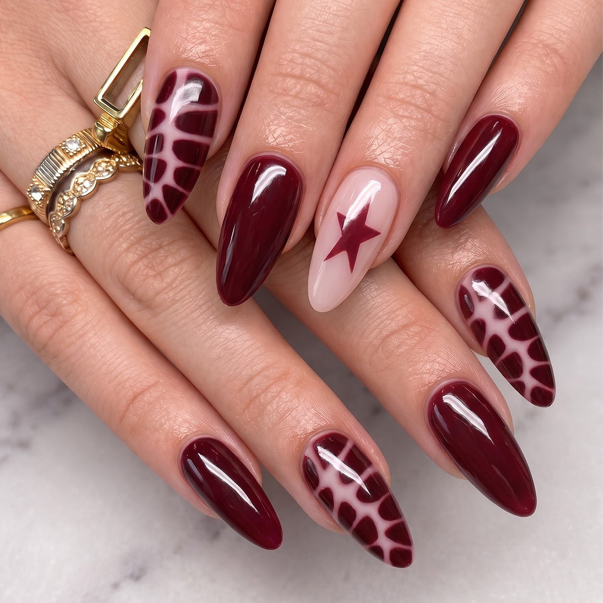 Künstlerisches Stiletto Druck-Ziegel Nageldesign