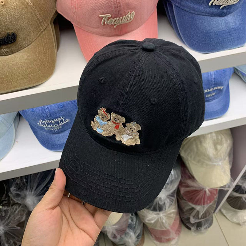 Damen Casual Bestickte Teddy Bear Baseballmütze Brehn