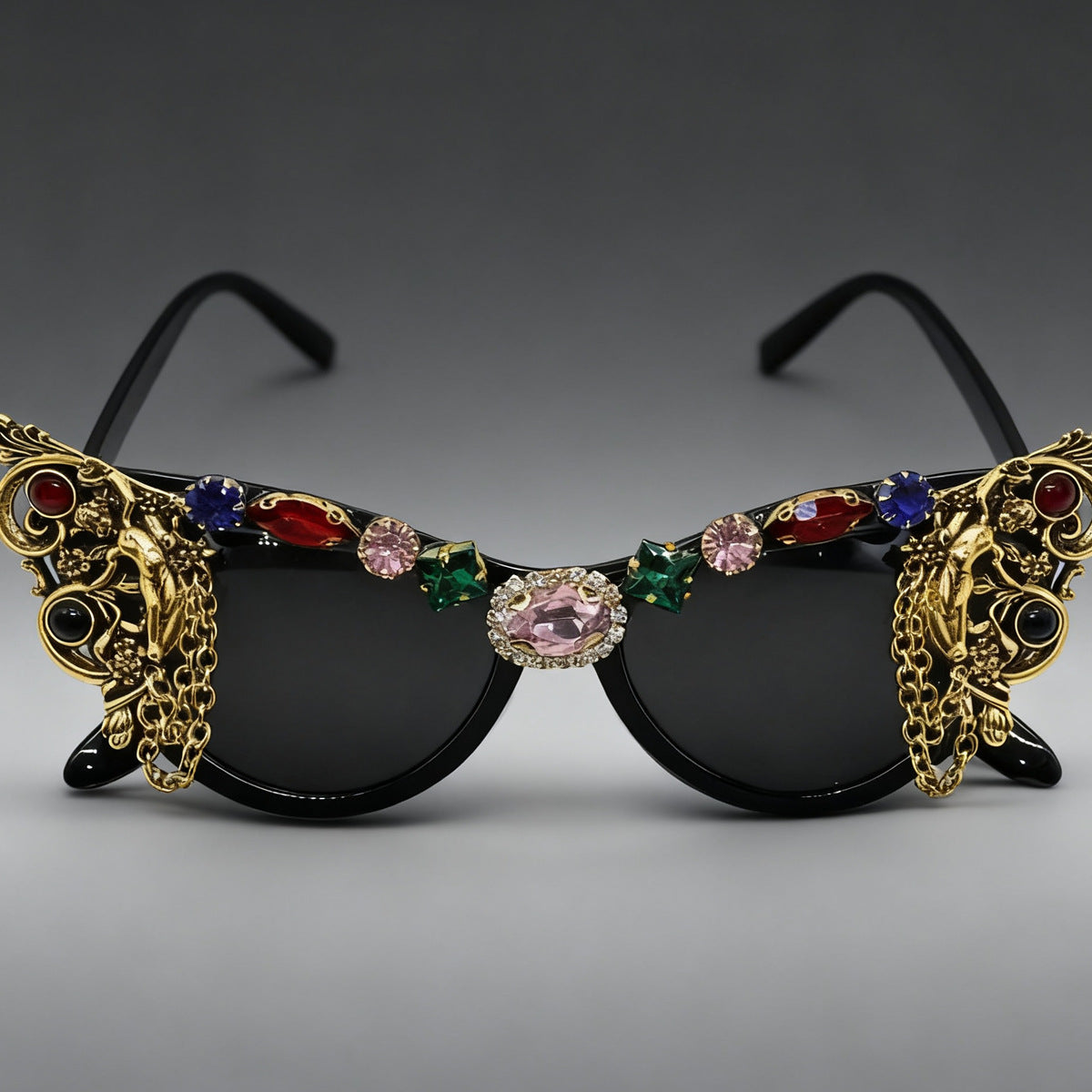 Damen extravagante Glamour-Sonnenbrille mit kunstvollen Verzierungen Brehn