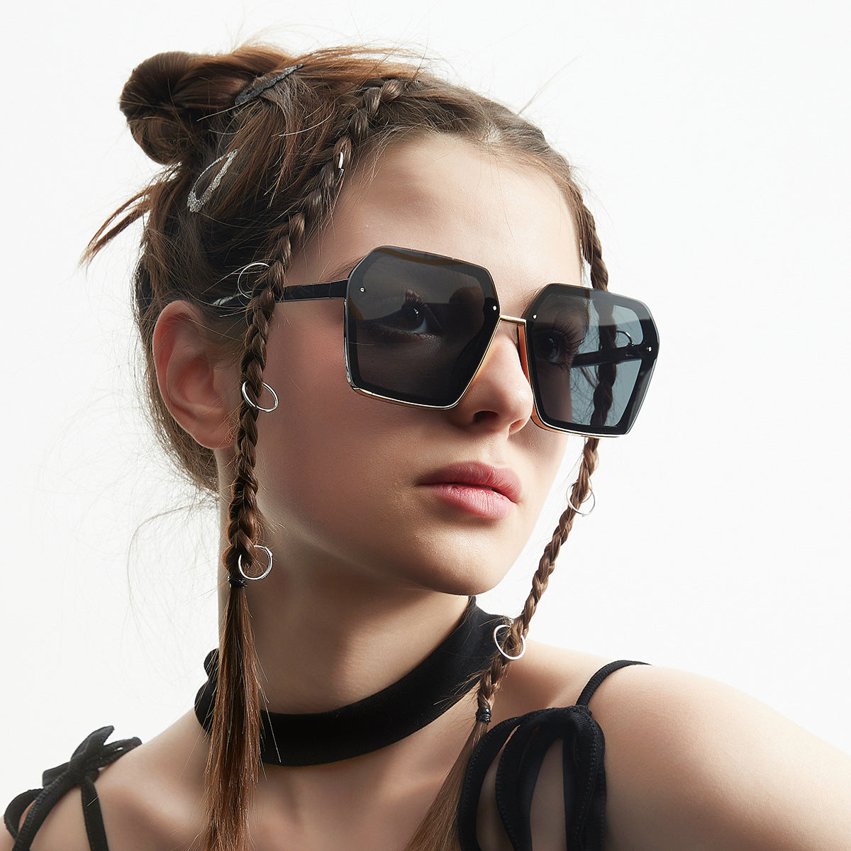 Damen kreative oversized Sonnenbrille mit einzigartiger Geometrie Brehn