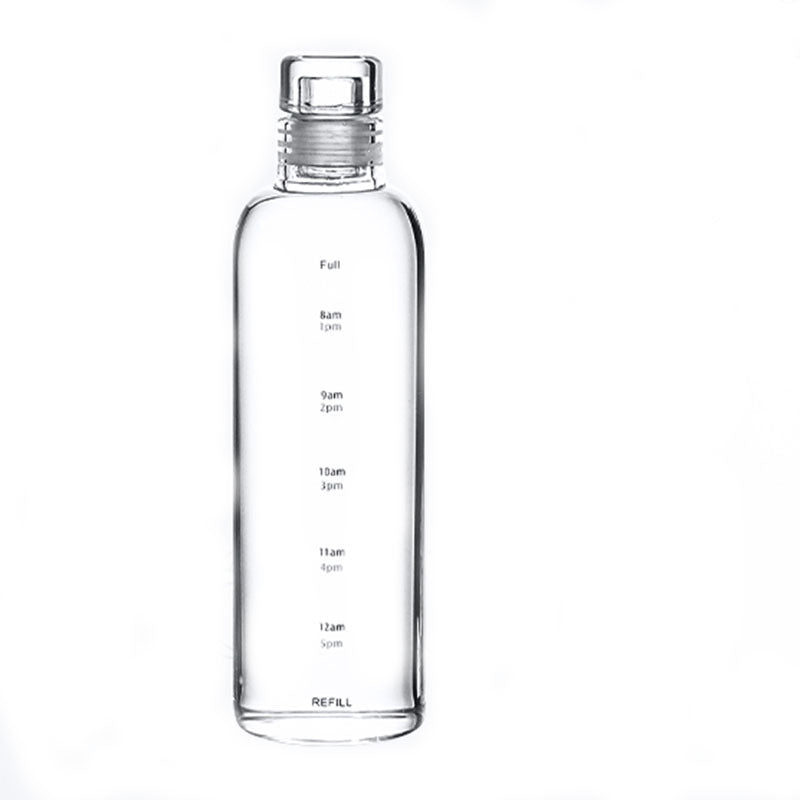 Damen transparente Motiv-Trinkflasche mit Zeitmarkierungen Brehn