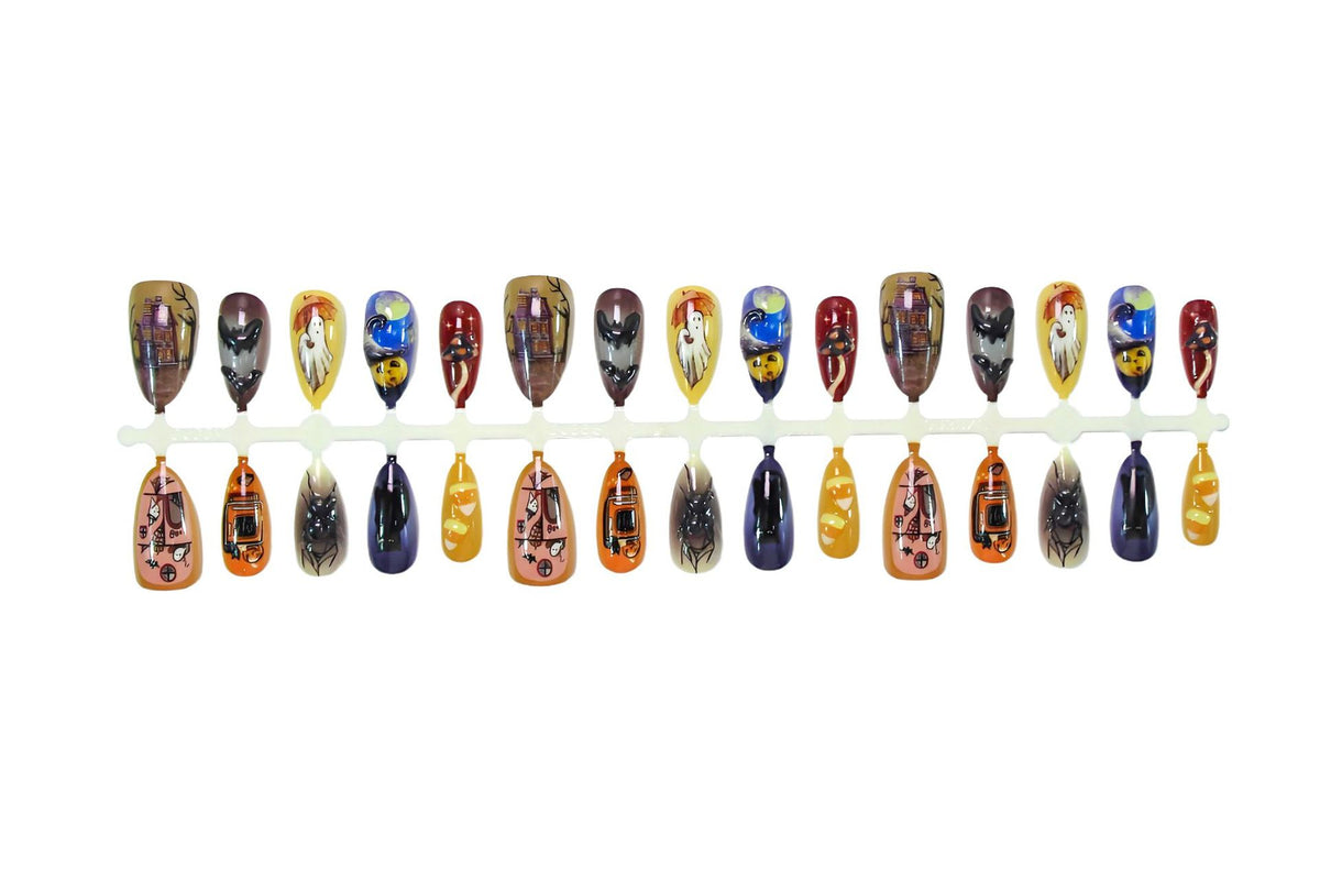 Halloween Kunstnagelset mit kreativen Geister-, Kürbis- und Tierdesigns Brehn