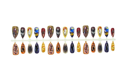 Halloween Kunstnagelset mit kreativen Geister-, Kürbis- und Tierdesigns Brehn