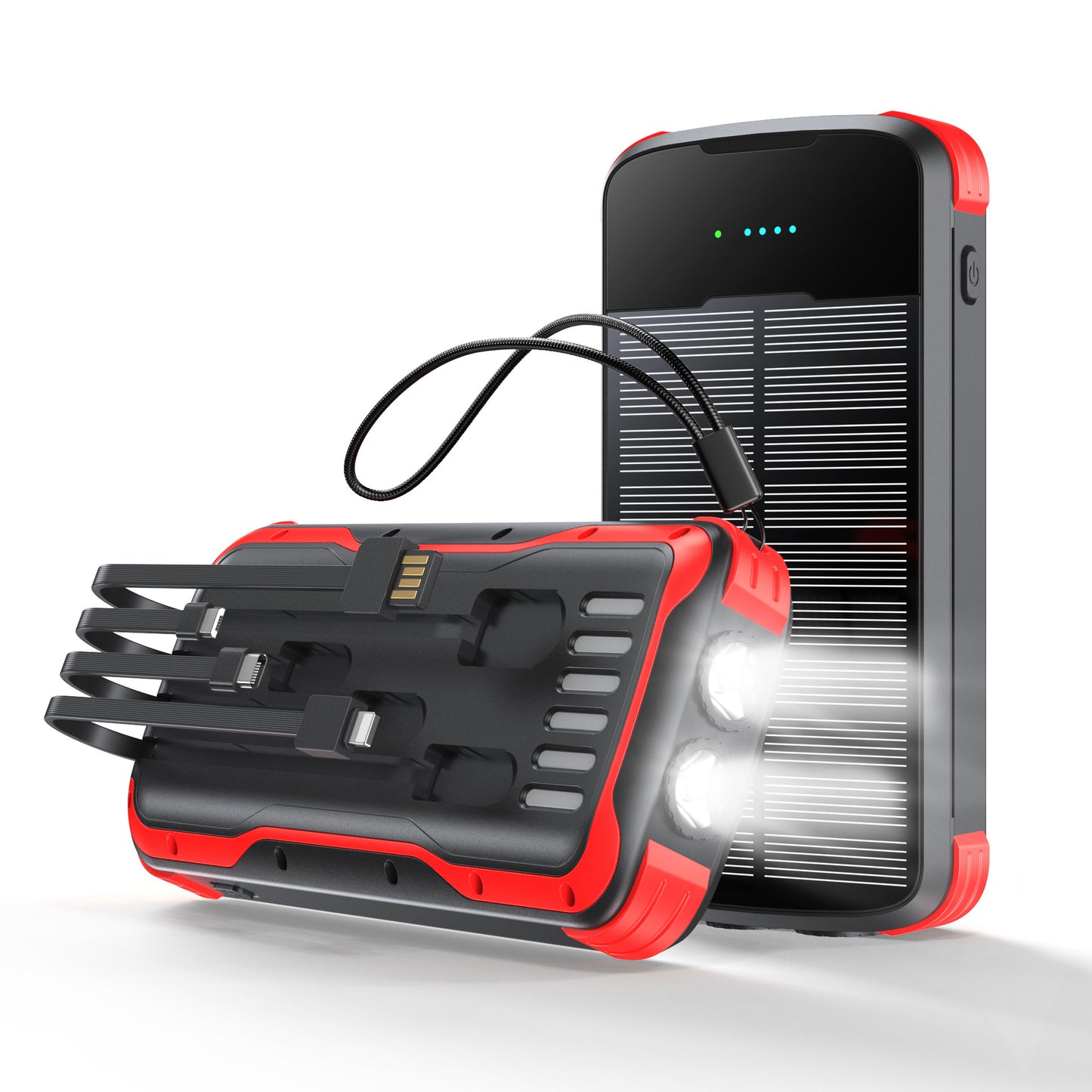 Multifunktionale Solar Powerbank mit Integrierter Led-Lampe und Mehreren Anschlüssen Brehn