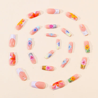 Tropische Florale Acryl Nagelkunst Erweiterungen Brehn