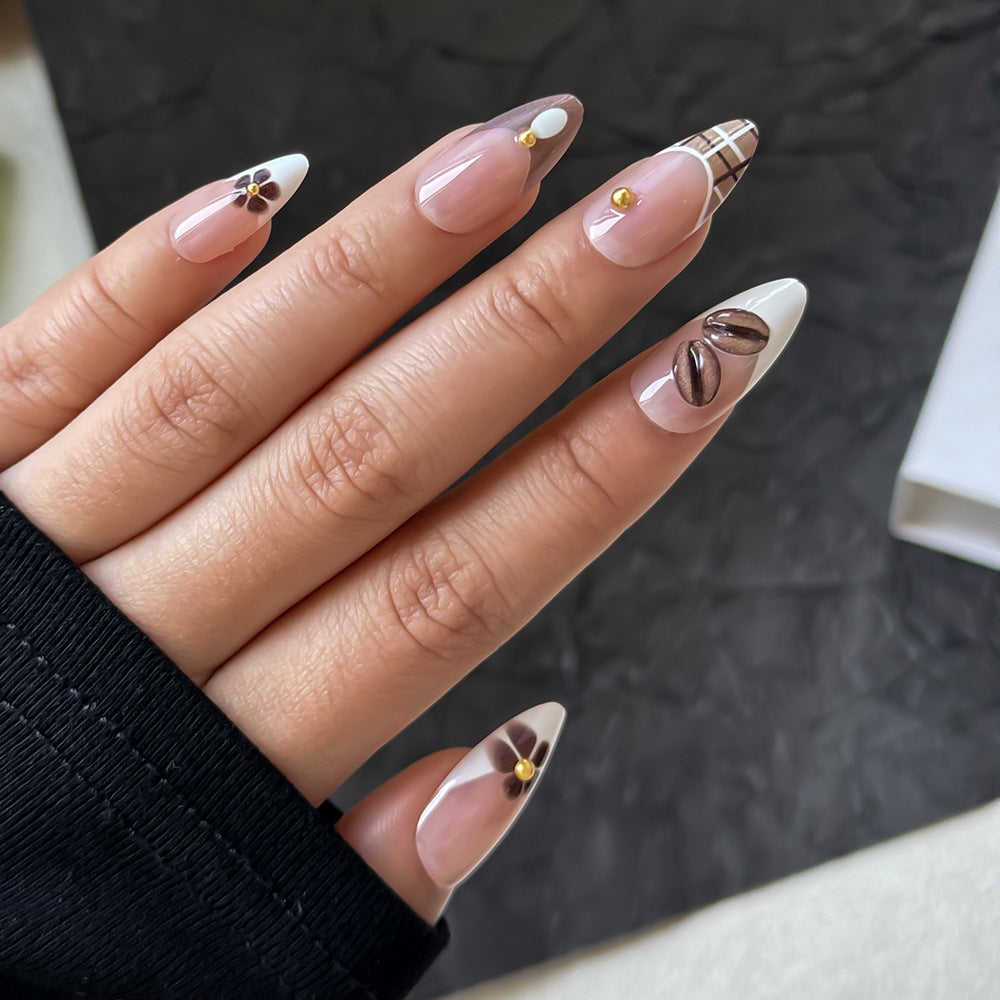 Elegantes florales Design Druck-On-Nagelkunst-Set Brehn