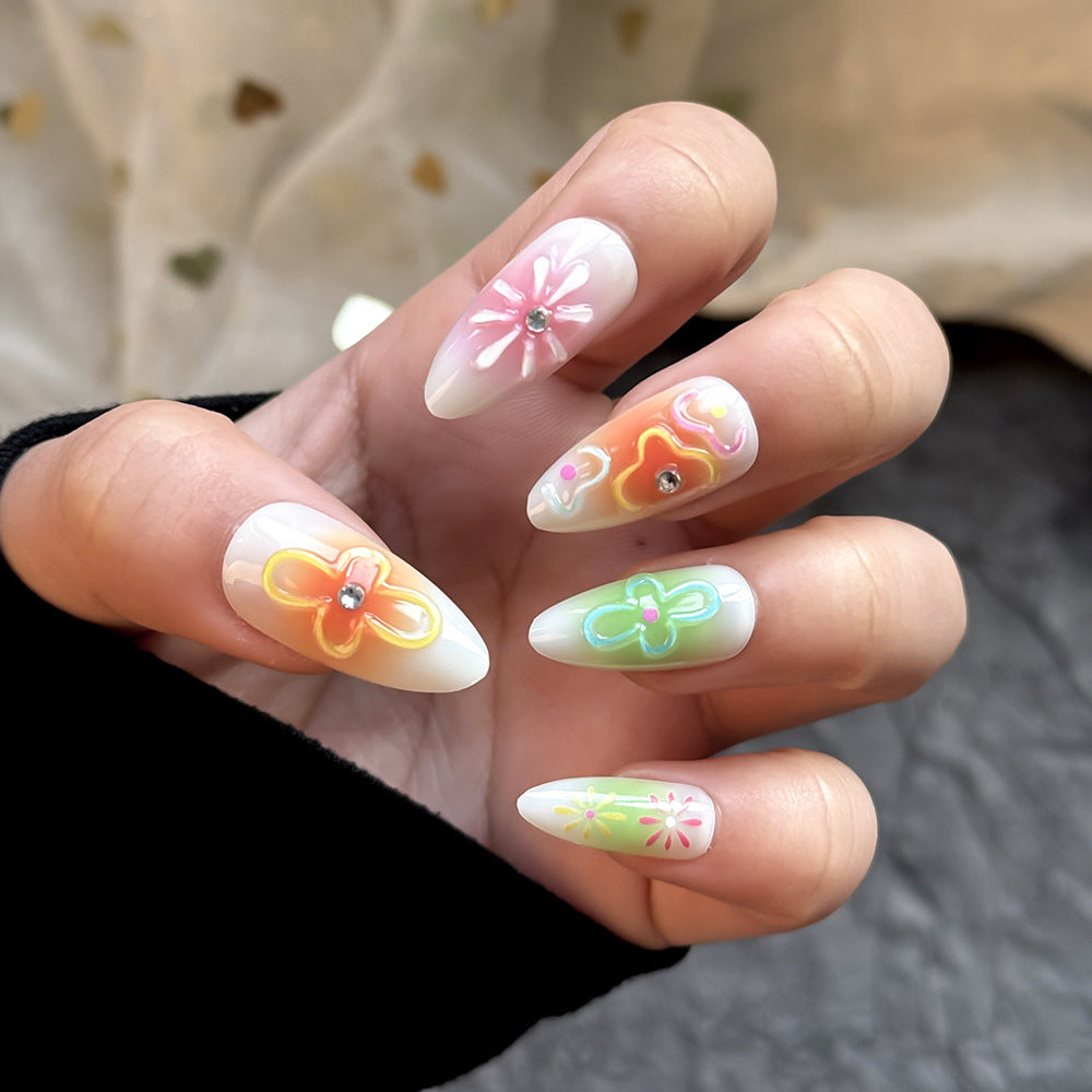 Künstlerisches Floral Press-On Nails Kit Brehn