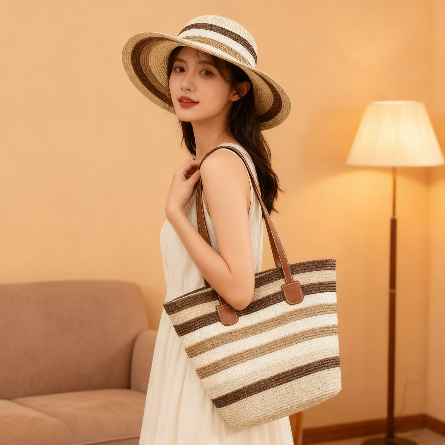 Strandtasche mit Bunten Streifen Brehn