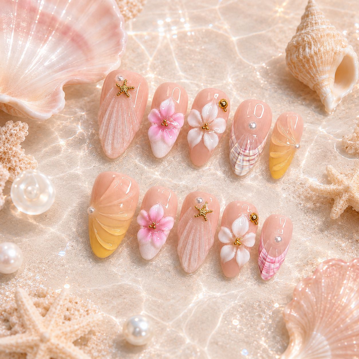 Premium Kunstnägel mit floralen Motiven Brehn