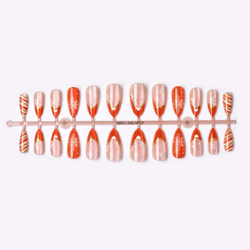 Festliches Feiertags-Presse-Nagelkunst-Set mit Schneeflocken- und Herzdesigns Brehn