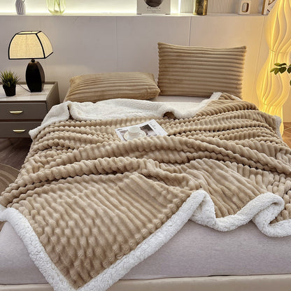 Luxuriöse Plüsch Streifen Fleece Decke