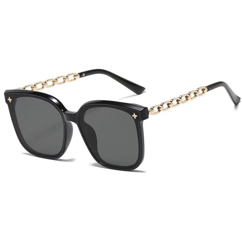 Damen extragroße Sonnenbrille mit modischem Kettenrahmen Brehn