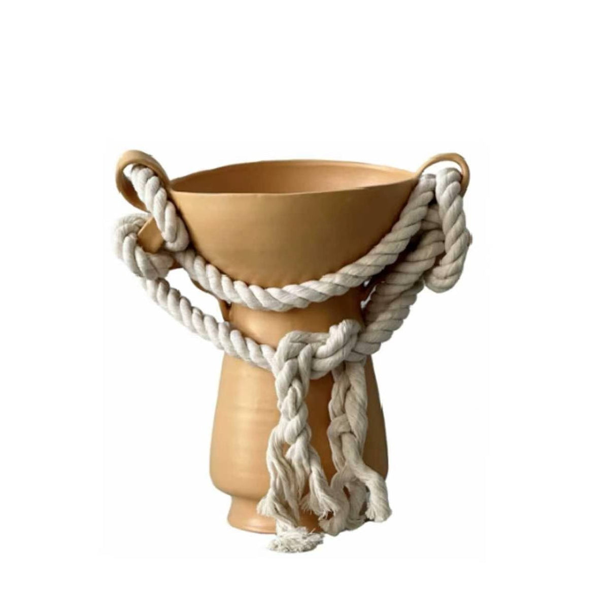 Dekorative handgefertigte Vase mit textiler Kante