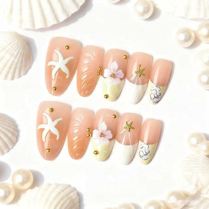 Stylisches Blumendekoratives Press-On Nagelkunst Set