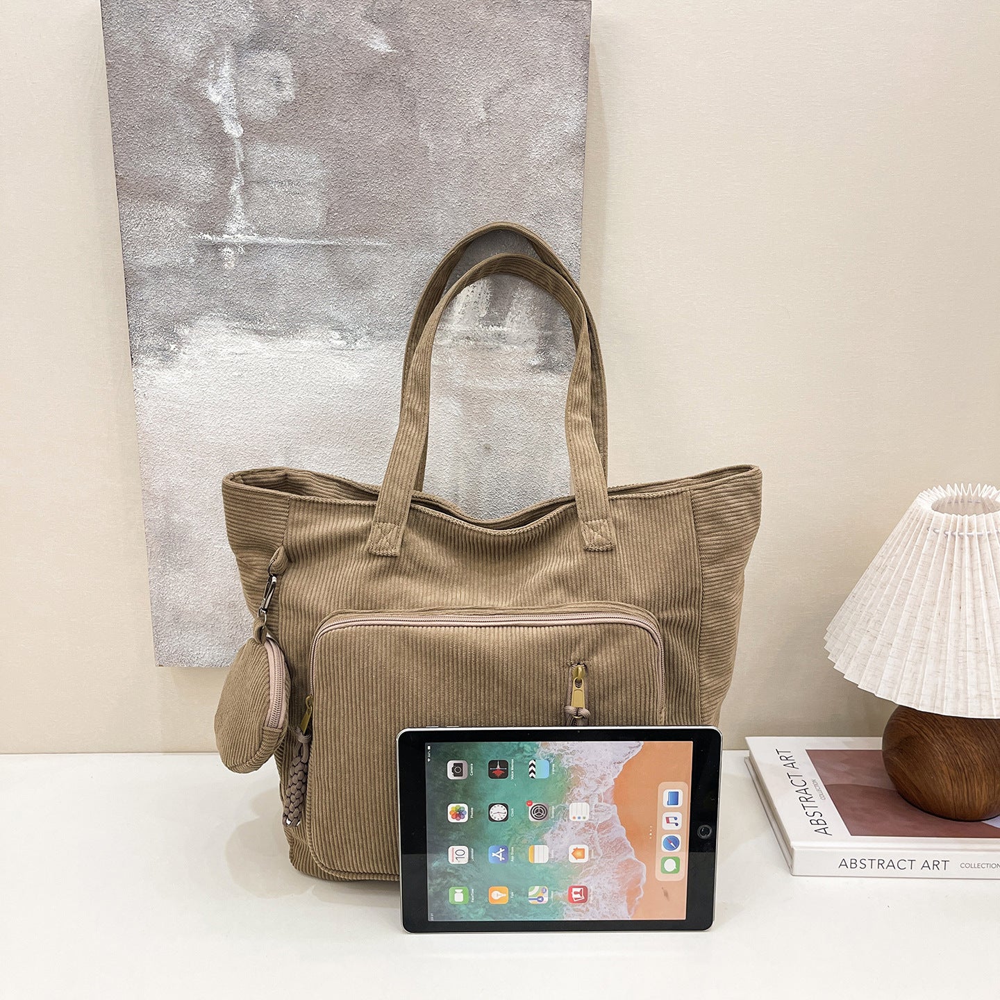 WoSpacious Mehrfach-Taschen Canvas Einkaufstasche Brehn